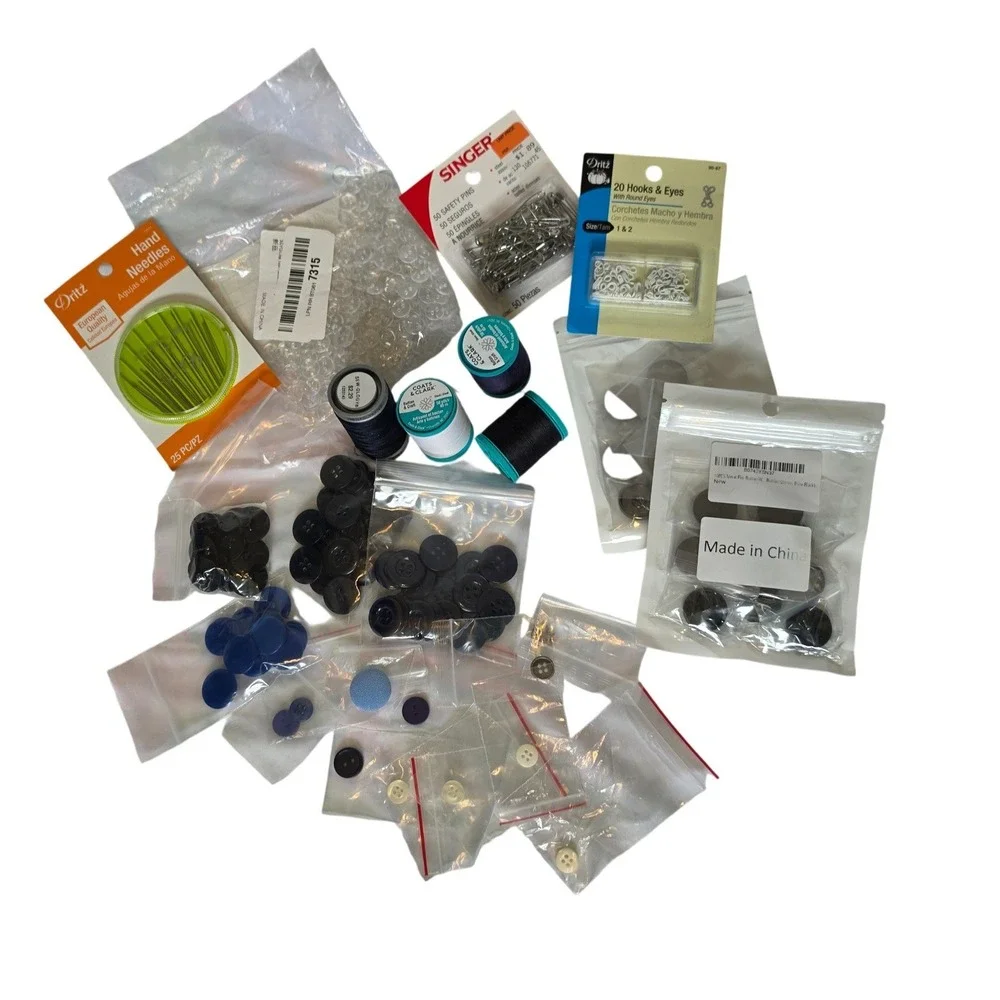 Sewing Notions Lot Dritz Hand Needles Singer ‎ Pins Coats Clark Thread Buttons
